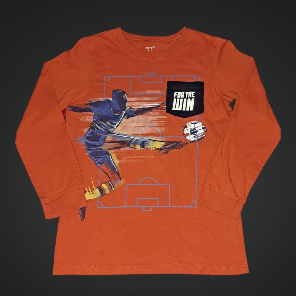 Carter's Kid Boys Size 12/12A Orange Soccer Long Sleeve Shirt